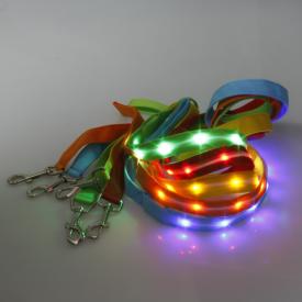 2.5丝网灯带 狗拉带 LED发光牵引带 宠物牵引绳 宠物拉绳用品现货